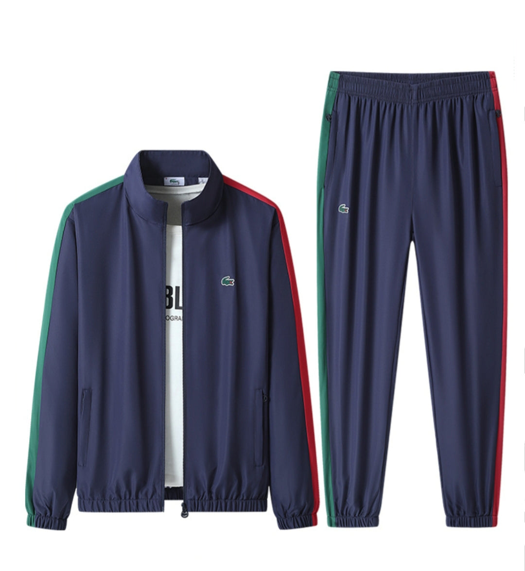 LACOSTE Block Stripe Tracksuit - Navy