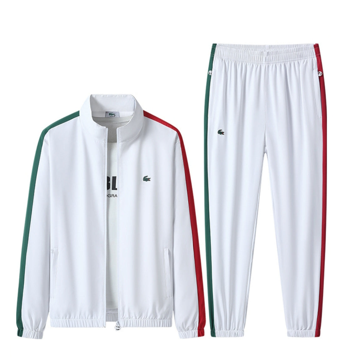 LACOSTE Block Stripe Tracksuit - White