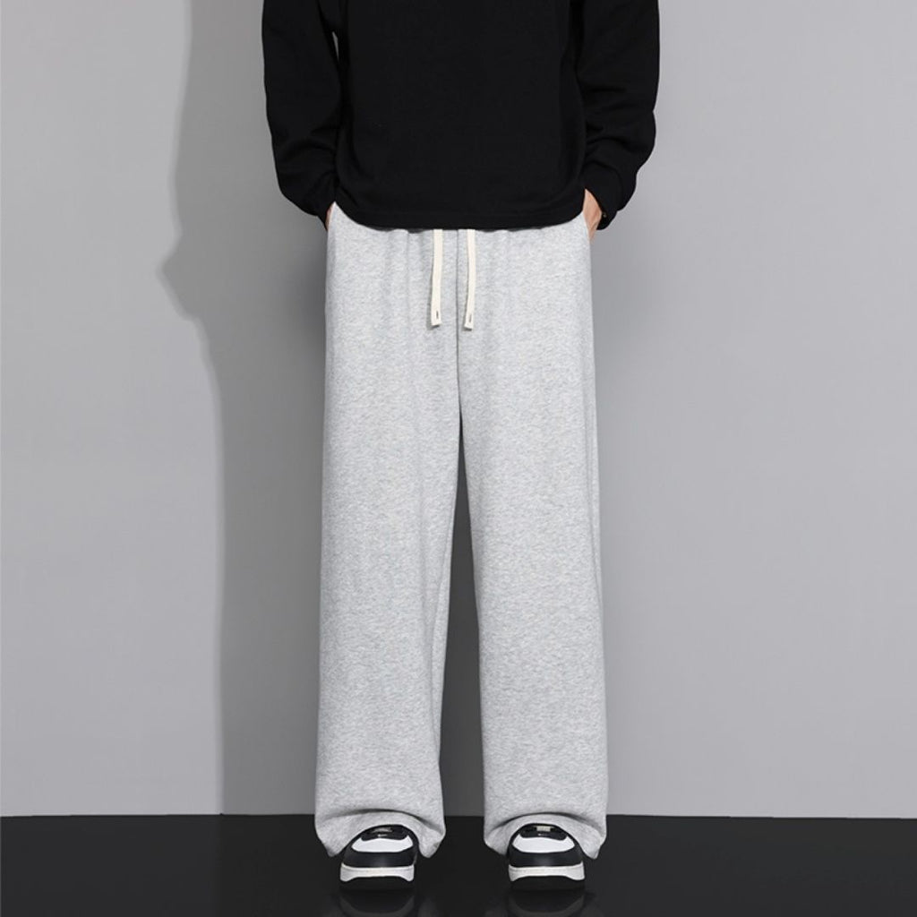 ADIDAS WIDE-LEG FLEECE PANTS - GREY