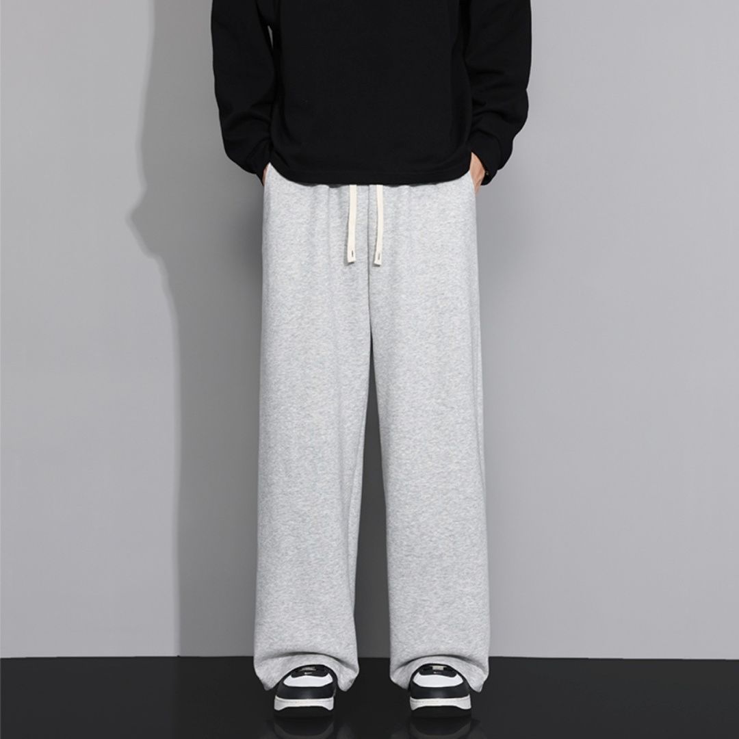 ADIDAS WIDE-LEG FLEECE PANTS - GREY