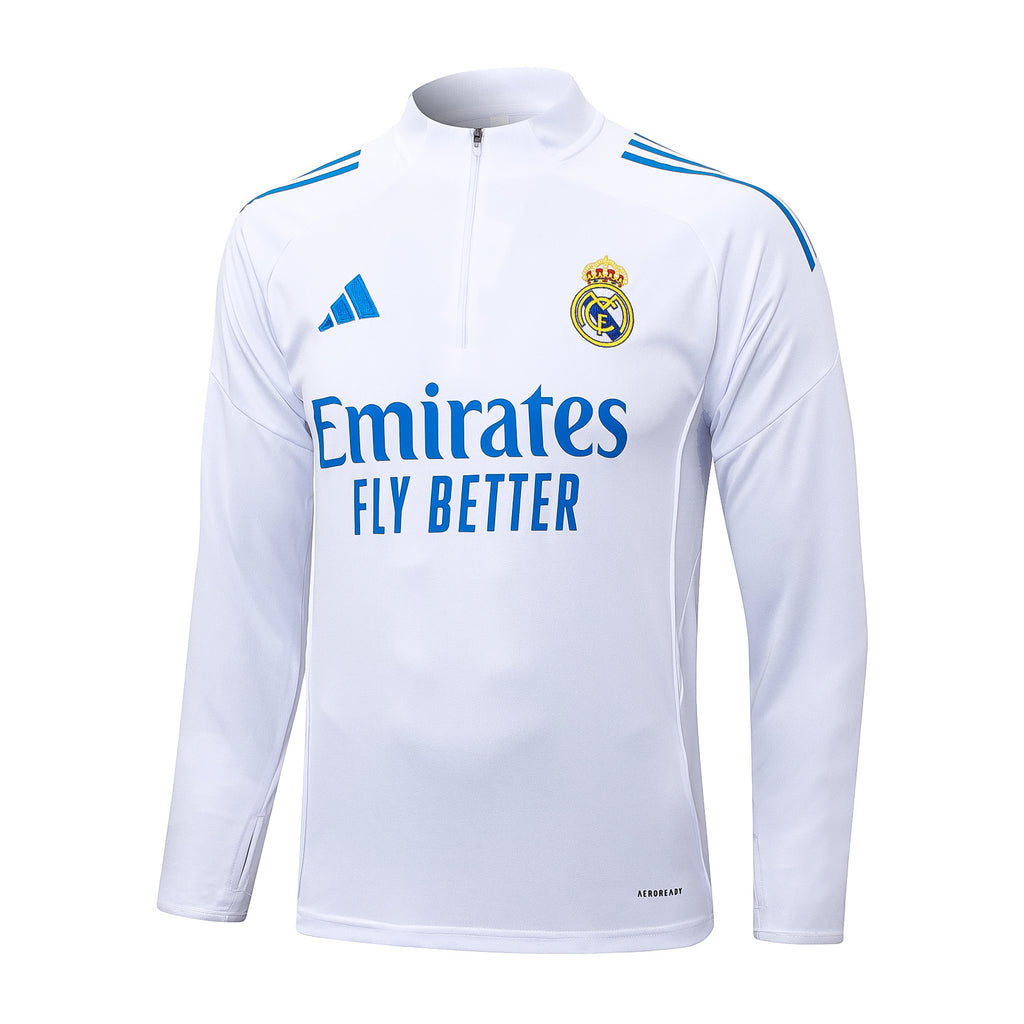 Real Madrid 25/26 Half-zip Tracksuit - White and Blue